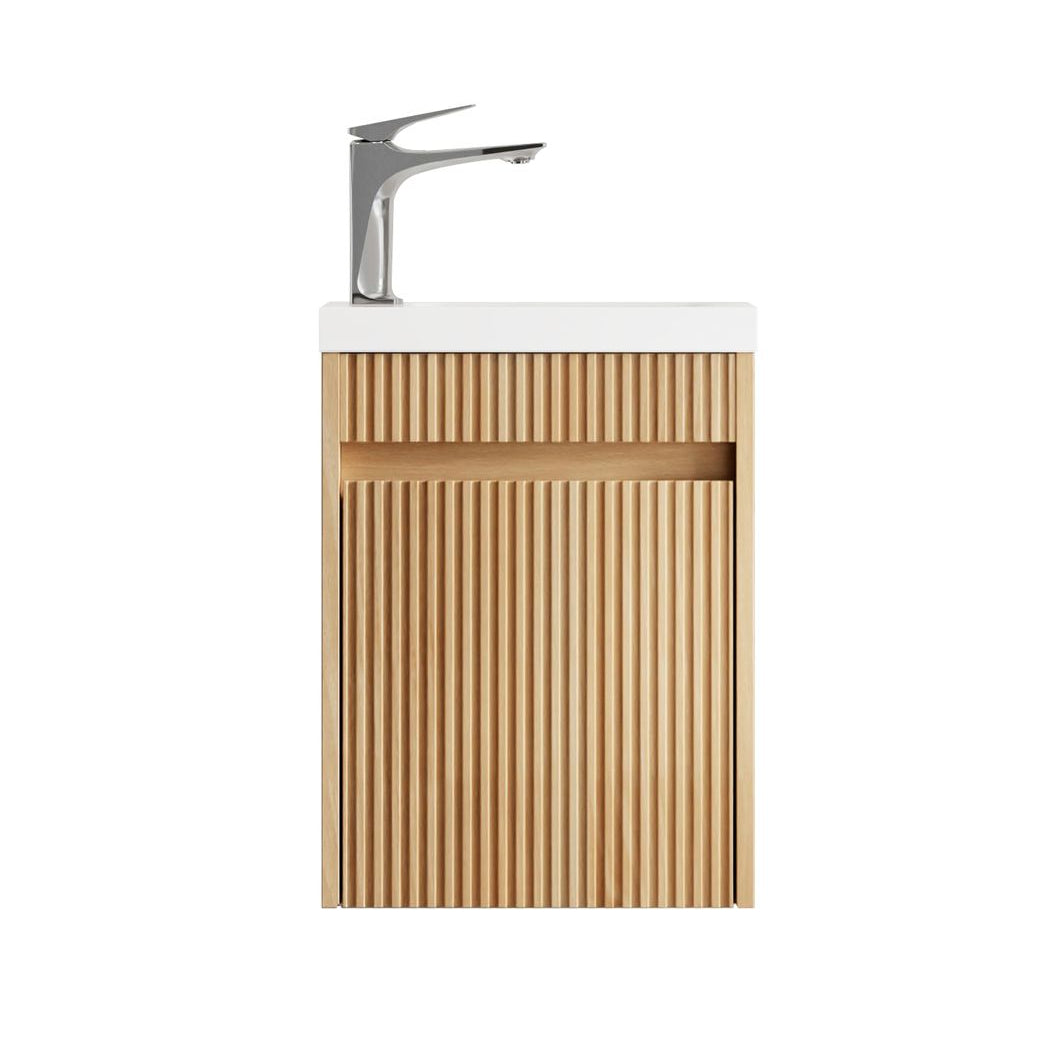 Mini Ensuite Vanity 400mm Woodland Oak Fluted Vanity (with Basin)