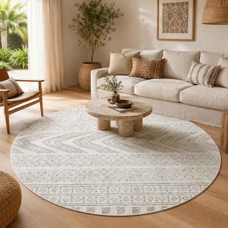 Mirage Adani  Modern Tribal Design Grey Round Rug