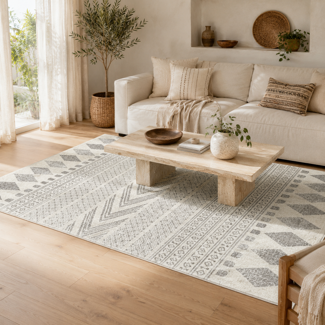 Mirage Adani  Modern Tribal Design Grey Rug