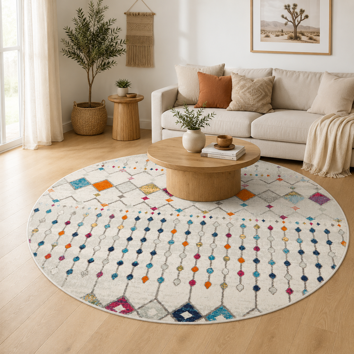 Mirage Peggy Tribal Morrocan Style Multi Round Rug