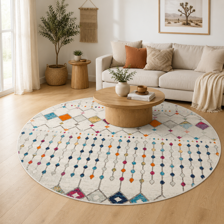 Mirage Peggy Tribal Morrocan Style Multi Round Rug
