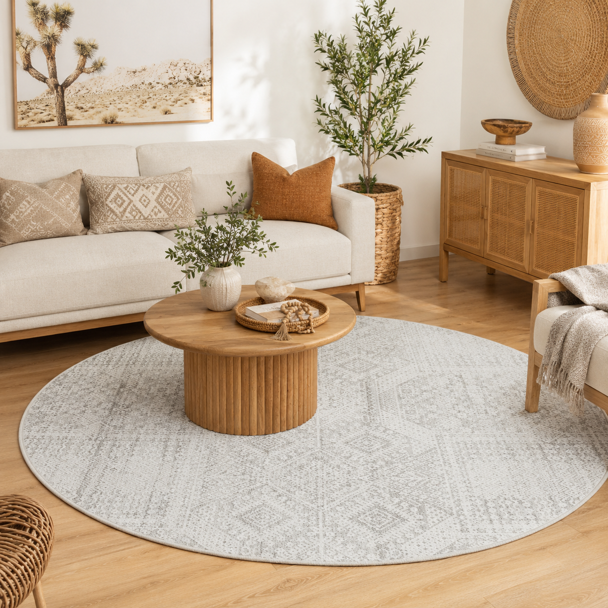 Mirage Zelda Silver Grey Round Rug