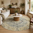 Museum Tyler Sky Blue Round Rug