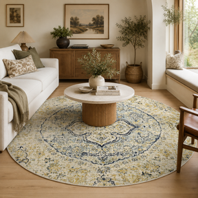 Museum Tyler Sky Blue Round Rug