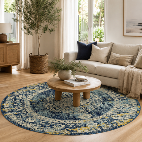 Museum Wilson Navy Round Rug