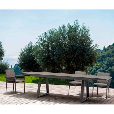 Mykonos Outdoor Aluminium Extension Table with Ceramic Glass Top in Charcoal/Light Grey