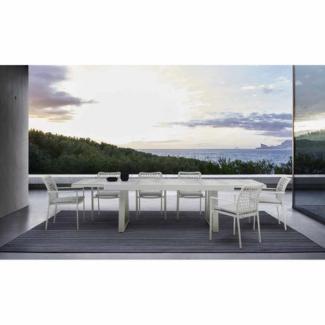 Mykonos Outdoor Aluminium Extension Table with Ceramic Glass Top in Charcoal/Light Grey