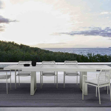 Mykonos Outdoor Aluminium Extension Table with Ceramic Glass Top in Charcoal/Light Grey