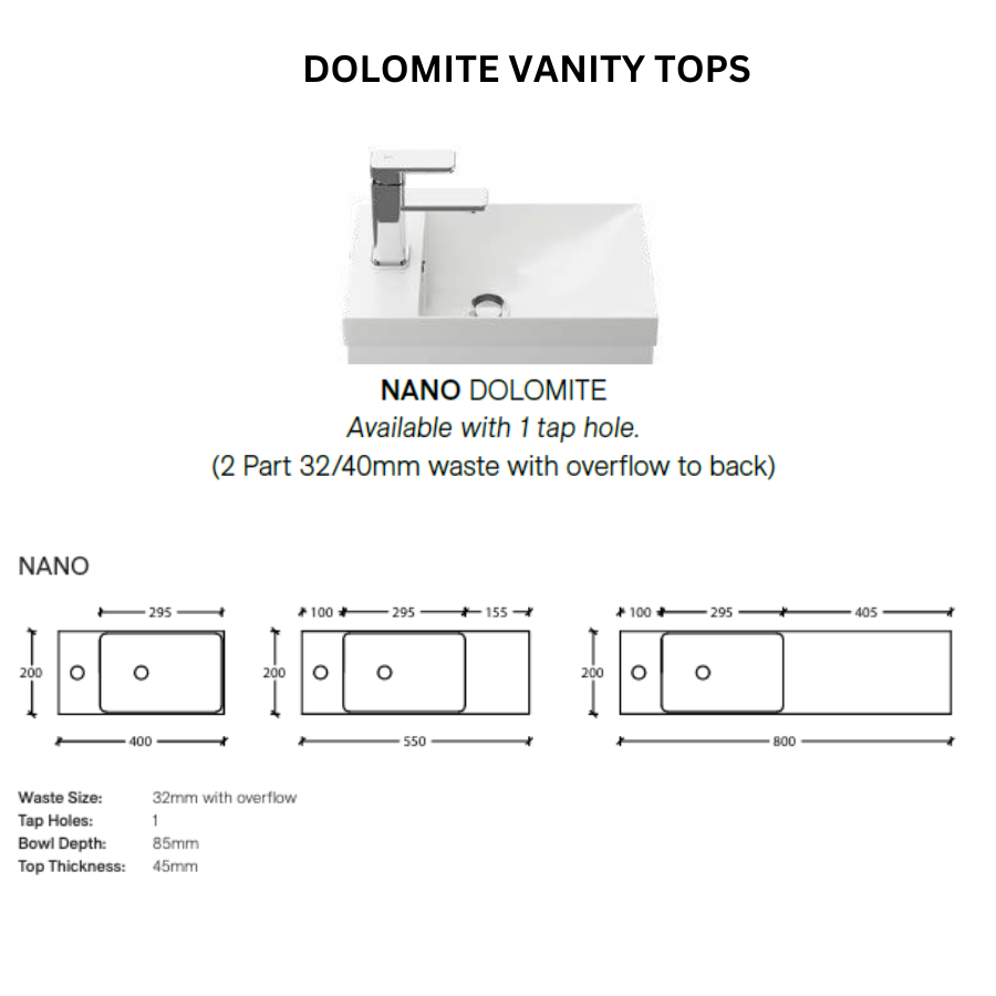 Timberline OLLIE Single Bowl Floor Standing Vanity (All Sizes)