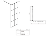 COVEY Framed 8 Printed Grills Walk-In Single Panel With Support Bar Shower Screen (Matte Black)