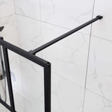 COVEY Framed 6 Printed Grills Walk-In Single Panel With Support Bar Shower Screen (Matte Black)