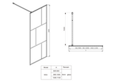 COVEY Framed 6 Printed Grills Walk-In Single Panel With Support Bar Shower Screen (Matte Black)