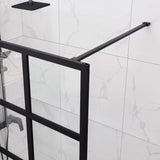COVEY Framed 15 Printed Grills Walk-In Single Panel Shower Screen (Matte Black)