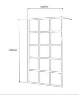 COVEY Framed 15 Printed Grills Walk-In Single Panel Shower Screen (Matte Black)