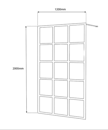 COVEY Framed 15 Printed Grills Walk-In Single Panel Shower Screen (Matte Black)