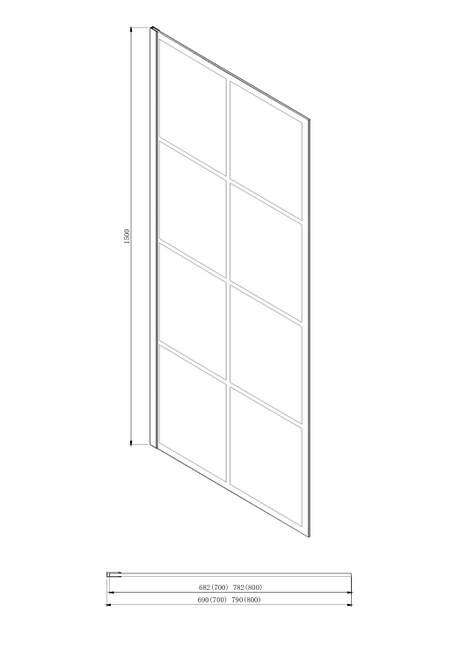 COVEY Framed 8 Printed Grills Fixed Bathtub Screen (Matte Black)