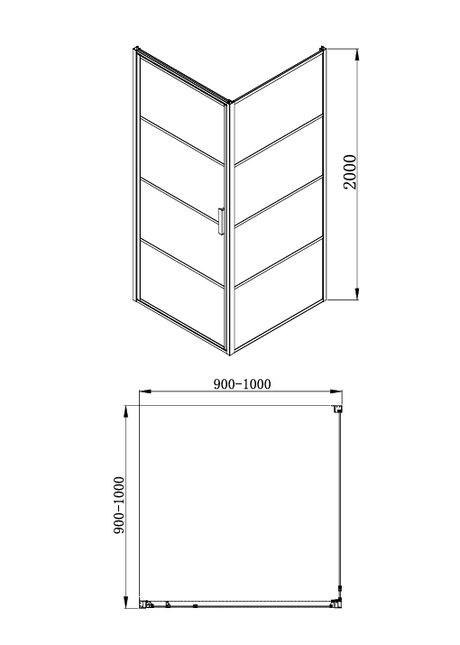 COVEY Semi-Framed Black Pivot Square Door Shower Screen