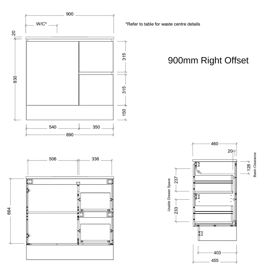 Timberline NEVADA Floor Standing Vanity (All Sizes)