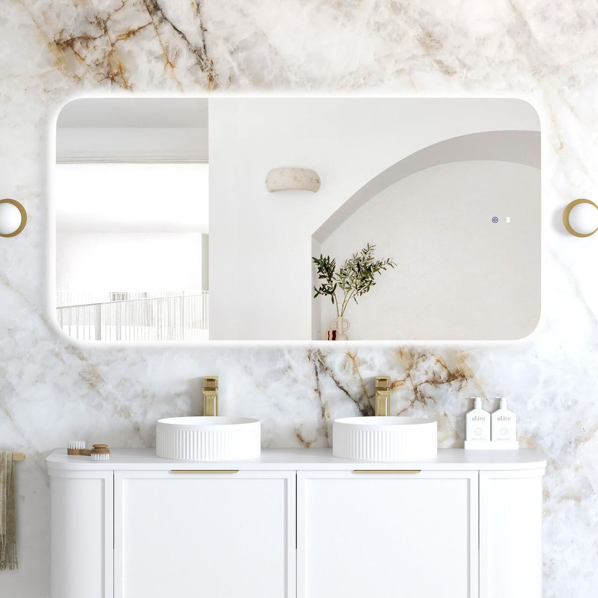 NEWPORT LED Soft Square Frameless Back Lit Tuffi Mirror 1500x750mm