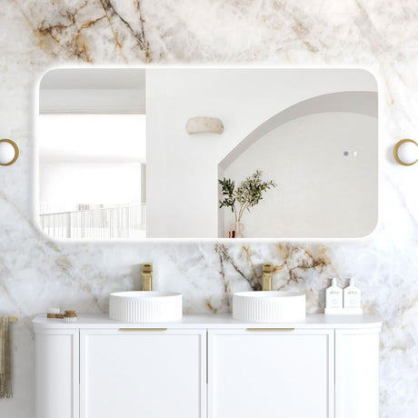 NEWPORT LED Soft Square Frameless Back Lit Tuffi Mirror 1500x750mm