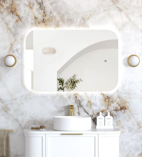 NEWPORT LED Soft Square Frameless Back Lit Tuffi Mirror 900x600mm