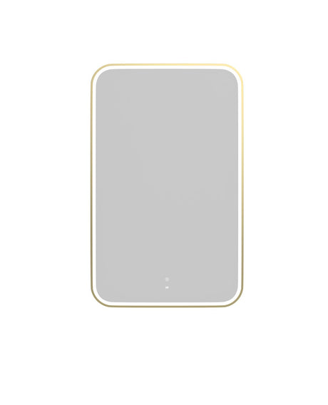 NEWPORT LED Soft Square Metal Frame Mirror 1200x750mm Brushed Gold