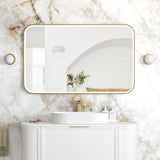 NEWPORT LED Soft Square Metal Frame Mirror 1200x750mm Brushed Gold