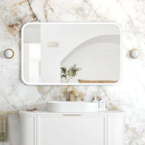 NEWPORT LED Soft Square Metal Frame Mirror 1200x750mm Matte White
