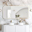 NEWPORT LED Soft Square Metal Frame Mirror 1500x750mm Brushed Gold
