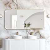 NEWPORT LED Soft Square Metal Frame Mirror 1500x750mm Brushed Gold