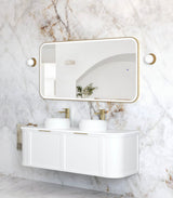 NEWPORT LED Soft Square Metal Frame Mirror 1500x750mm Brushed Gold