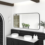 NEWPORT LED Soft Square Metal Frame Mirror 1500x750mm Matte Black