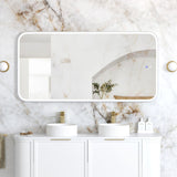 NEWPORT LED Soft Square Metal Frame Mirror 1500x750mm Matte White