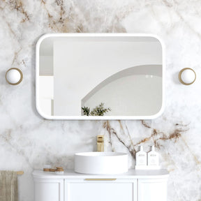 NEWPORT LED Soft Square Metal Frame Mirror 900x600mm Matte White