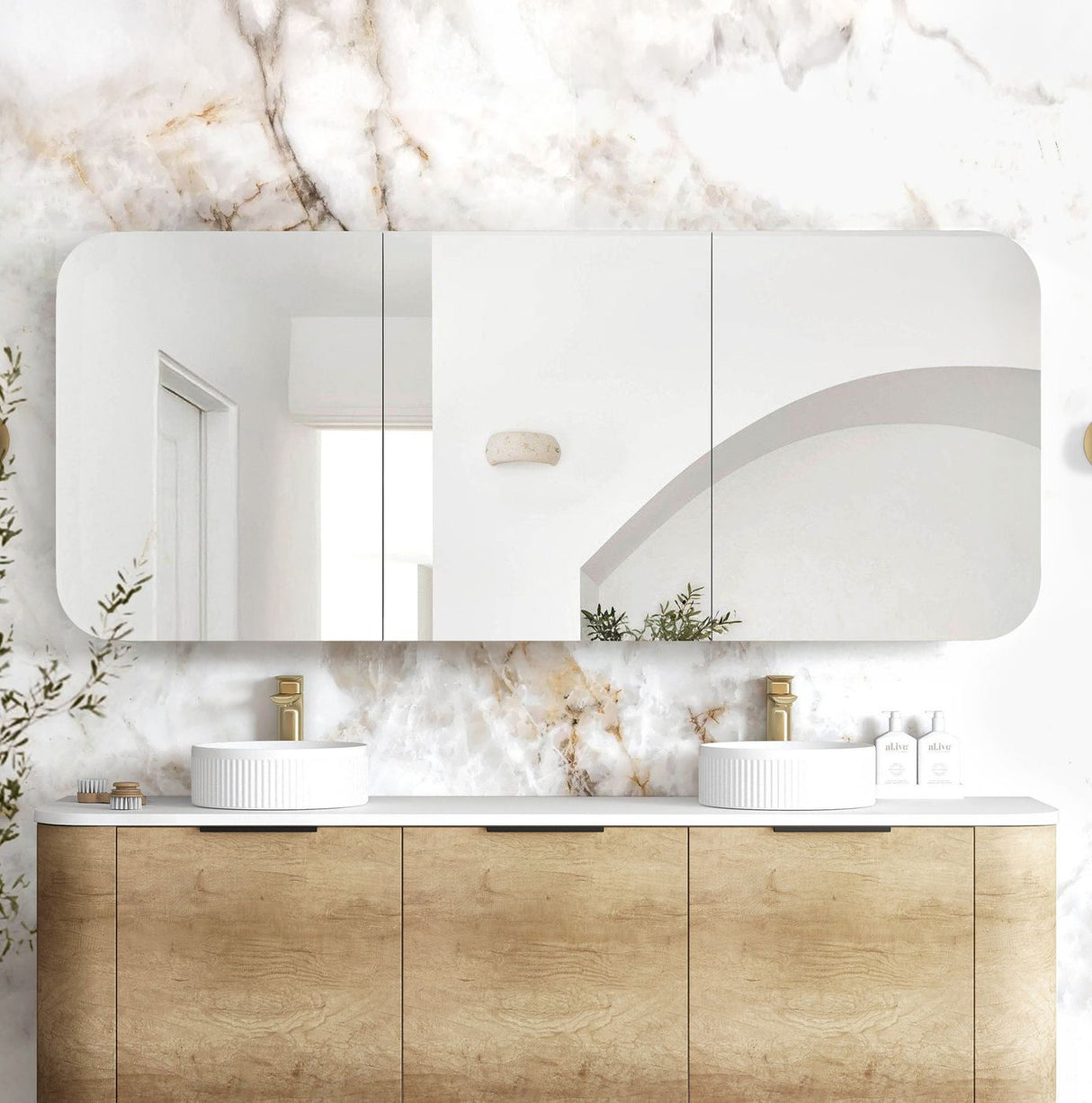 NEWPORT Natural Soft Square Shaving Cabinet (Optional Sizes)