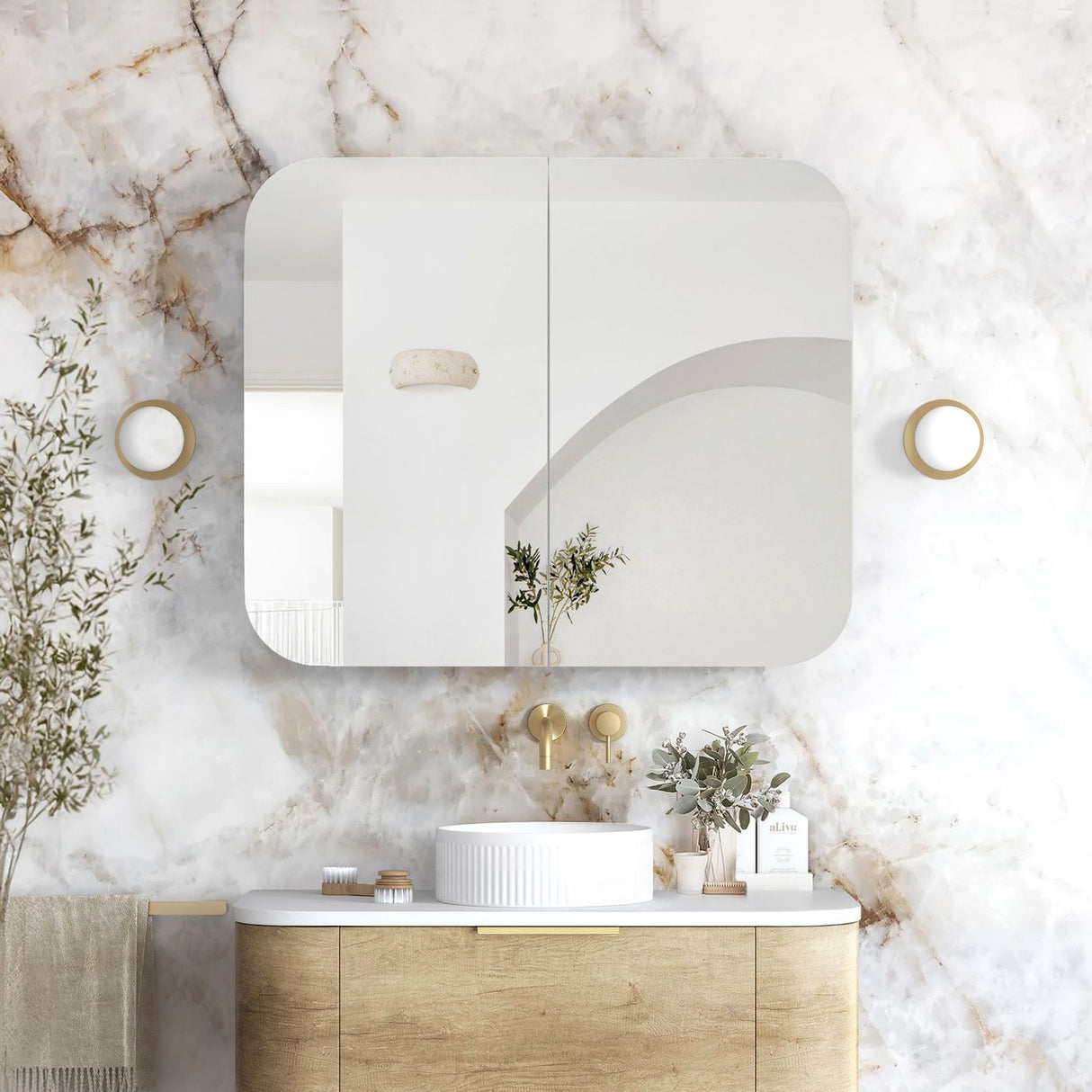 NEWPORT Natural Soft Square Shaving Cabinet (Optional Sizes)