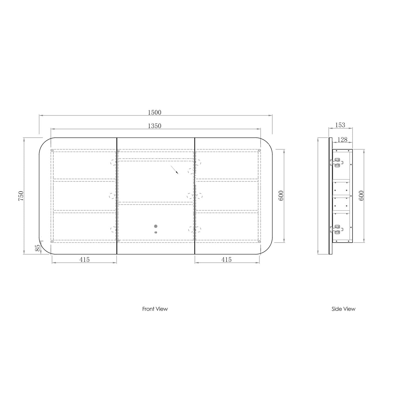 NEWPORT Shaving Cabinet 1500x750mm with Optional LED