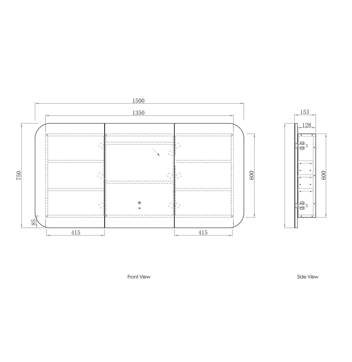NEWPORT Shaving Cabinet 1500x750mm with Optional LED