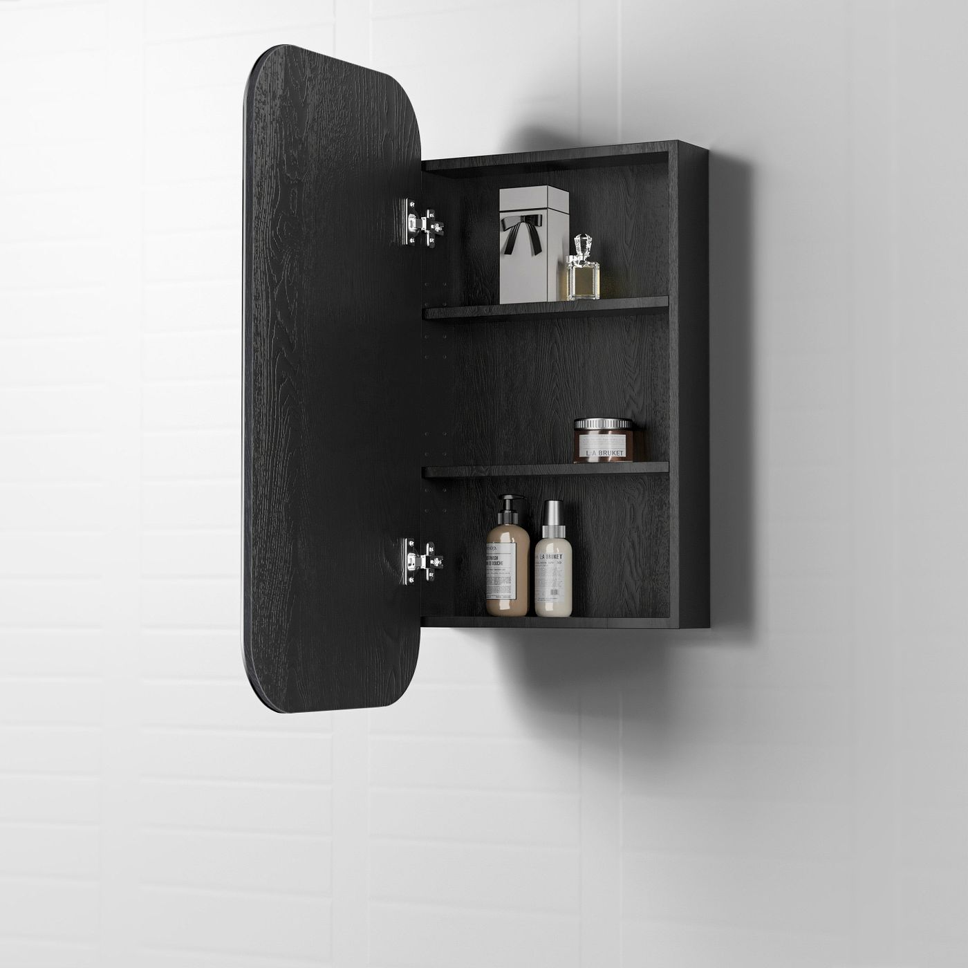 NEWPORT Shaving Cabinet 900mm Black Oak with Optional LED