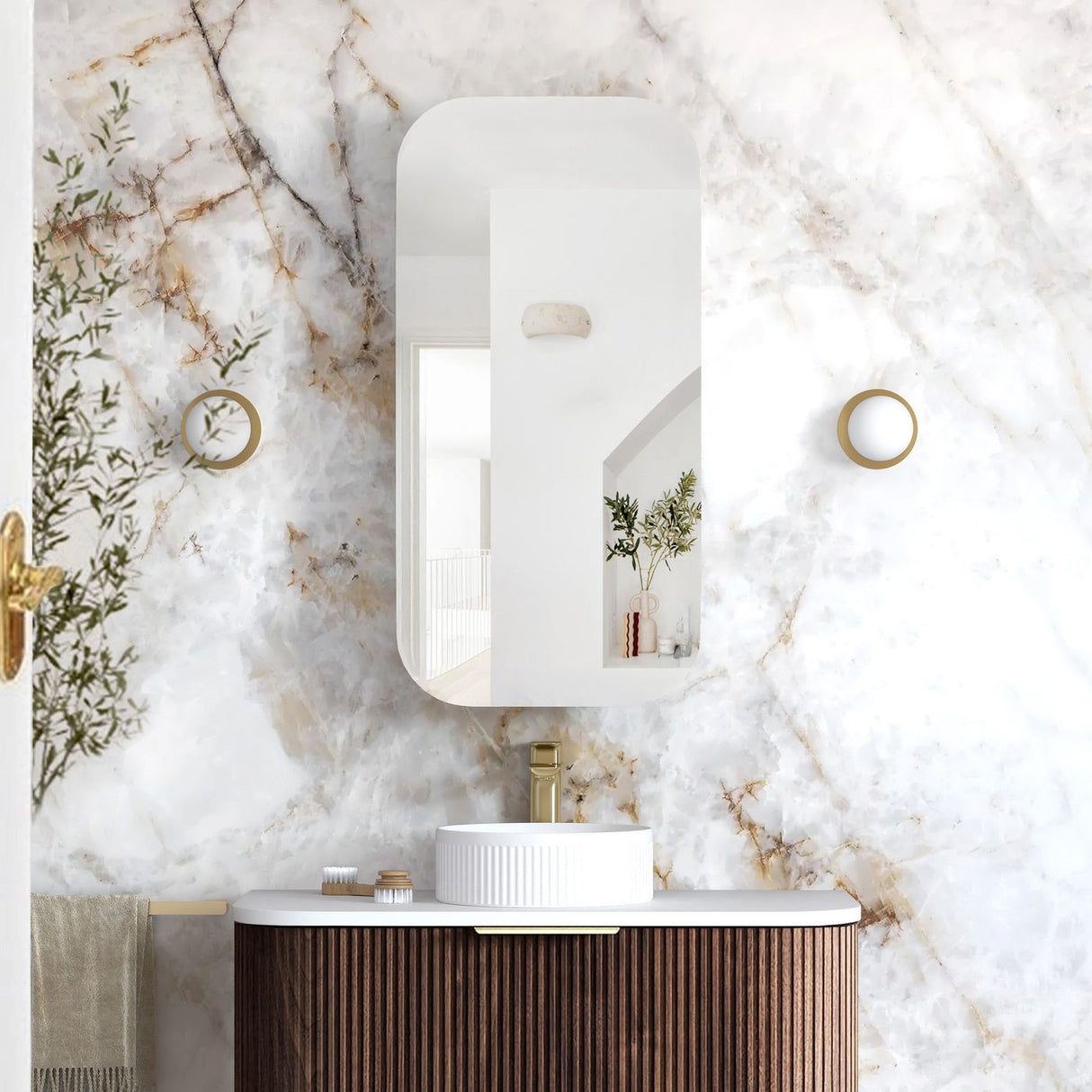 NEWPORT Shaving Cabinet 900mm Sable Walnut with Optional LED