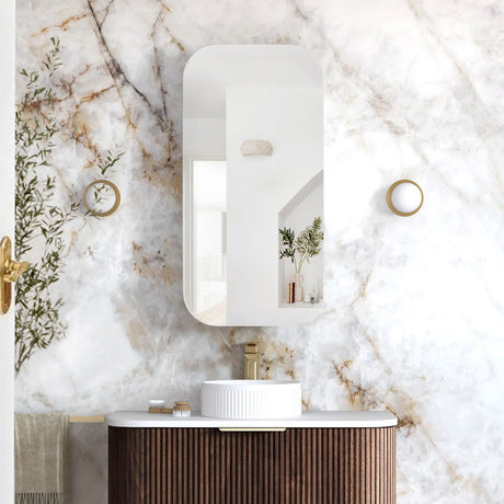 NEWPORT Shaving Cabinet 900mm Sable Walnut with Optional LED