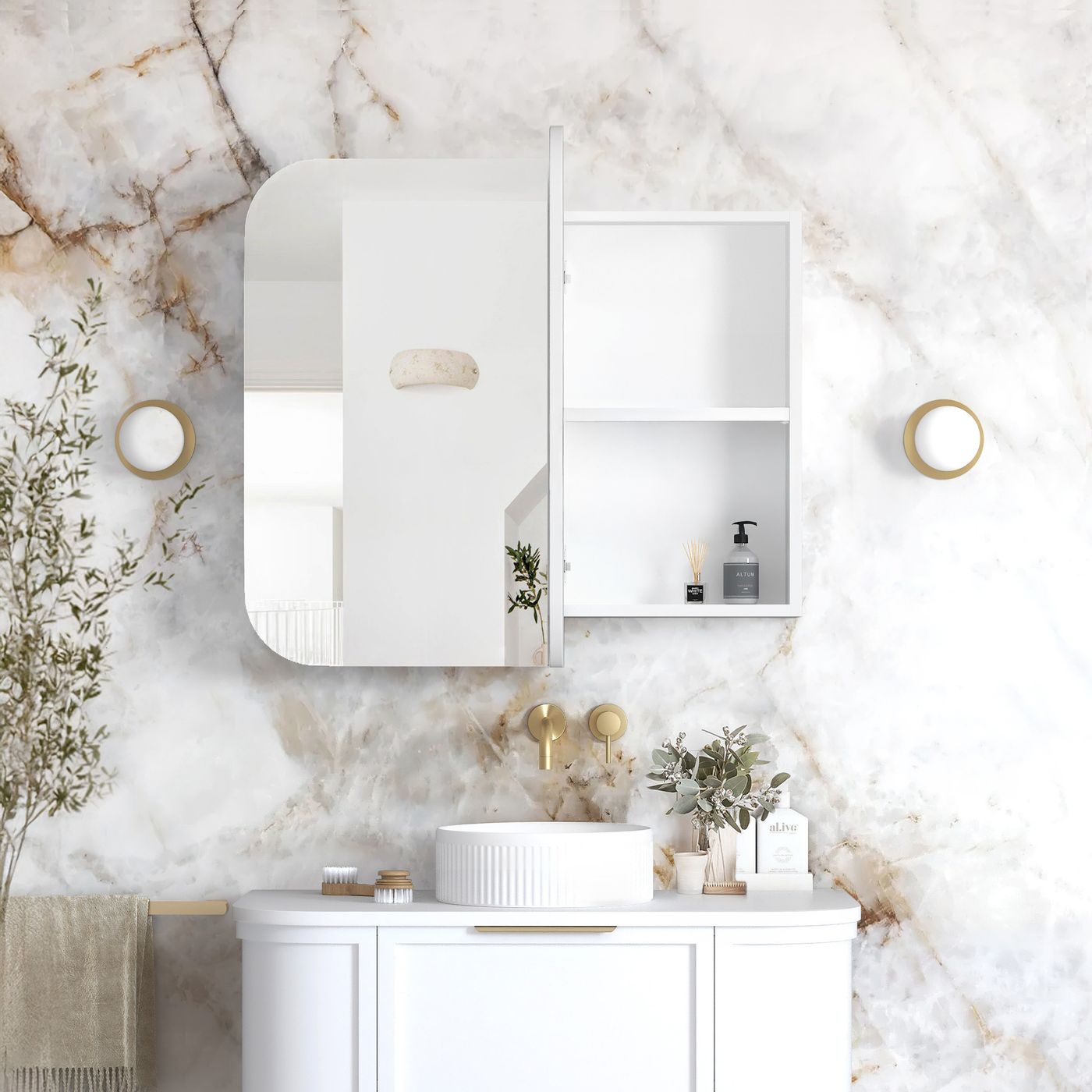 NEWPORT White Shaving Cabinet 900 x 750mm with Optional LED
