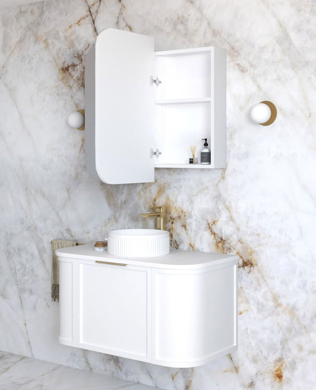 NEWPORT White Shaving Cabinet 900 x 750mm with Optional LED