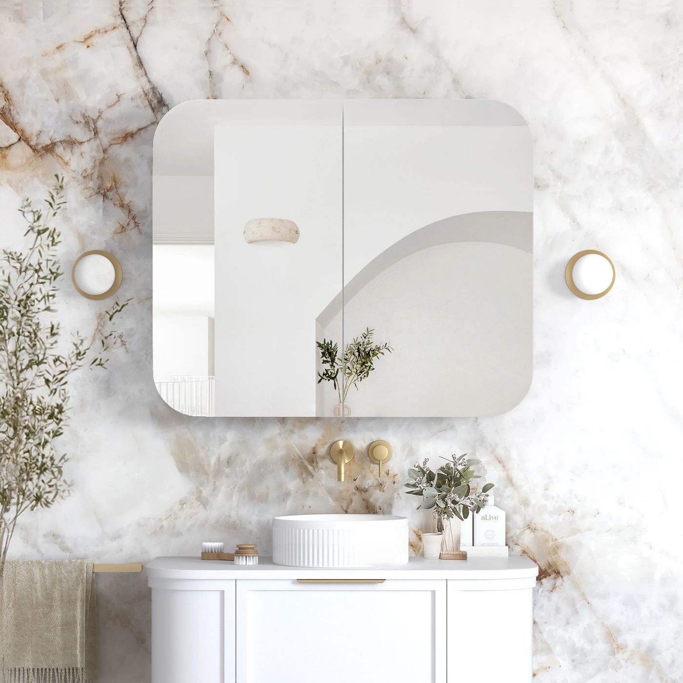 NEWPORT White Shaving Cabinet 900 x 750mm with Optional LED