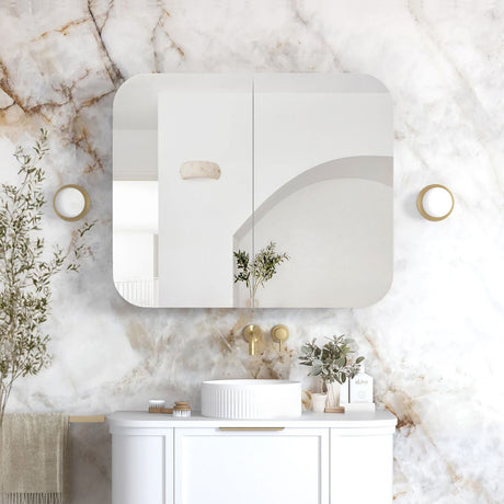 NEWPORT White Shaving Cabinet 900 x 750mm with Optional LED