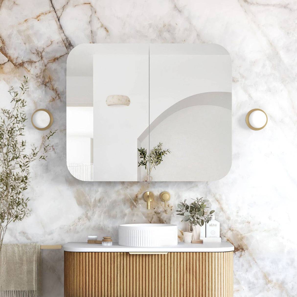 NEWPORT Woodland Oak Shaving Cabinet 900x750mm with Optional LED
