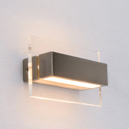 NEW YORK: City Series LED Interior Satin Nickel With Clear Acrylic Border Rectangular Wall Light