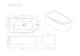 NOVA Ultra-Thin Corner Bathtub With Overflow (Gloss White) 1400/1500/1700mm