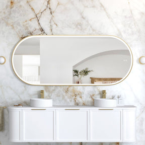 NOOSA LED Oval Brushed Gold Mirror 1800x750mm