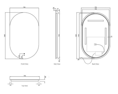 NOOSA LED Oval Frameless Mirror 1200x750mm